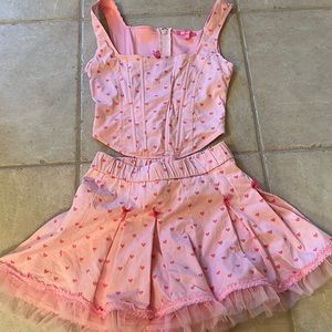 Heart corset top with matching skort bottom